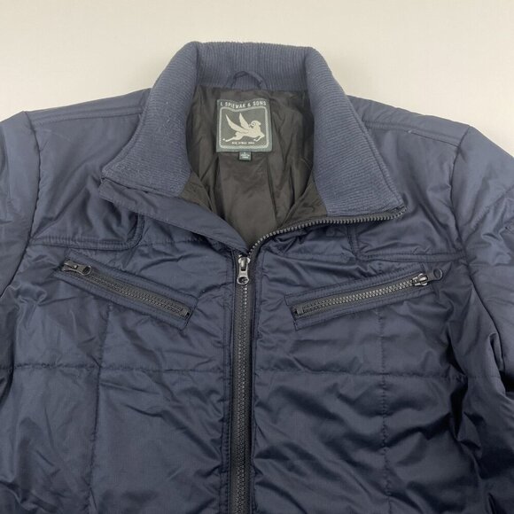 I. Spiewak And Sons Quilted Insulated Jacket Men’s L Black Full Zip Polyester - Picture 11 of 13